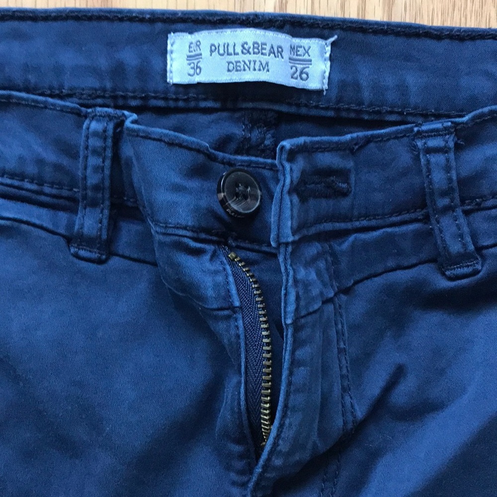 Pull & Bear Navy Skinny Cotton Pants - Picture 3 of 5